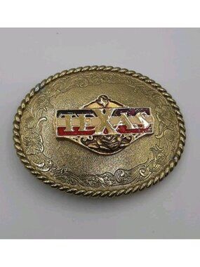 Rare Vintage Belt Buckle Gold Colored 1978 Texas Rose USA made by Raintree